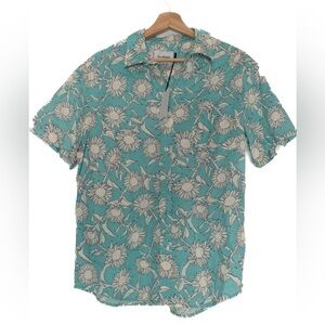 Aqua and Sunflower Button Up Shirt